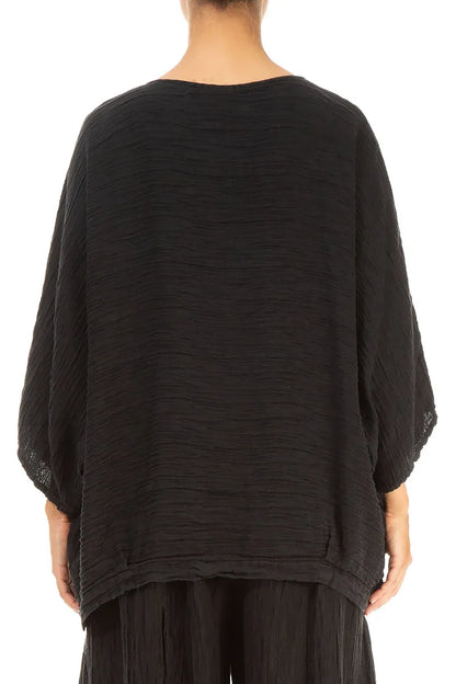 Loose Crinkled Black Silk Blouse 2