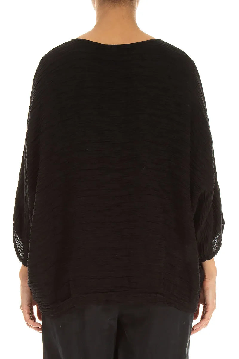 Loose Crinkled Black Silk Blouse 3