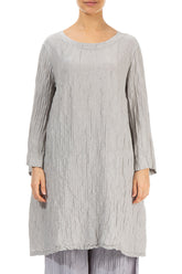 Loose Crinkled Cream Grey Silk Tunic 1