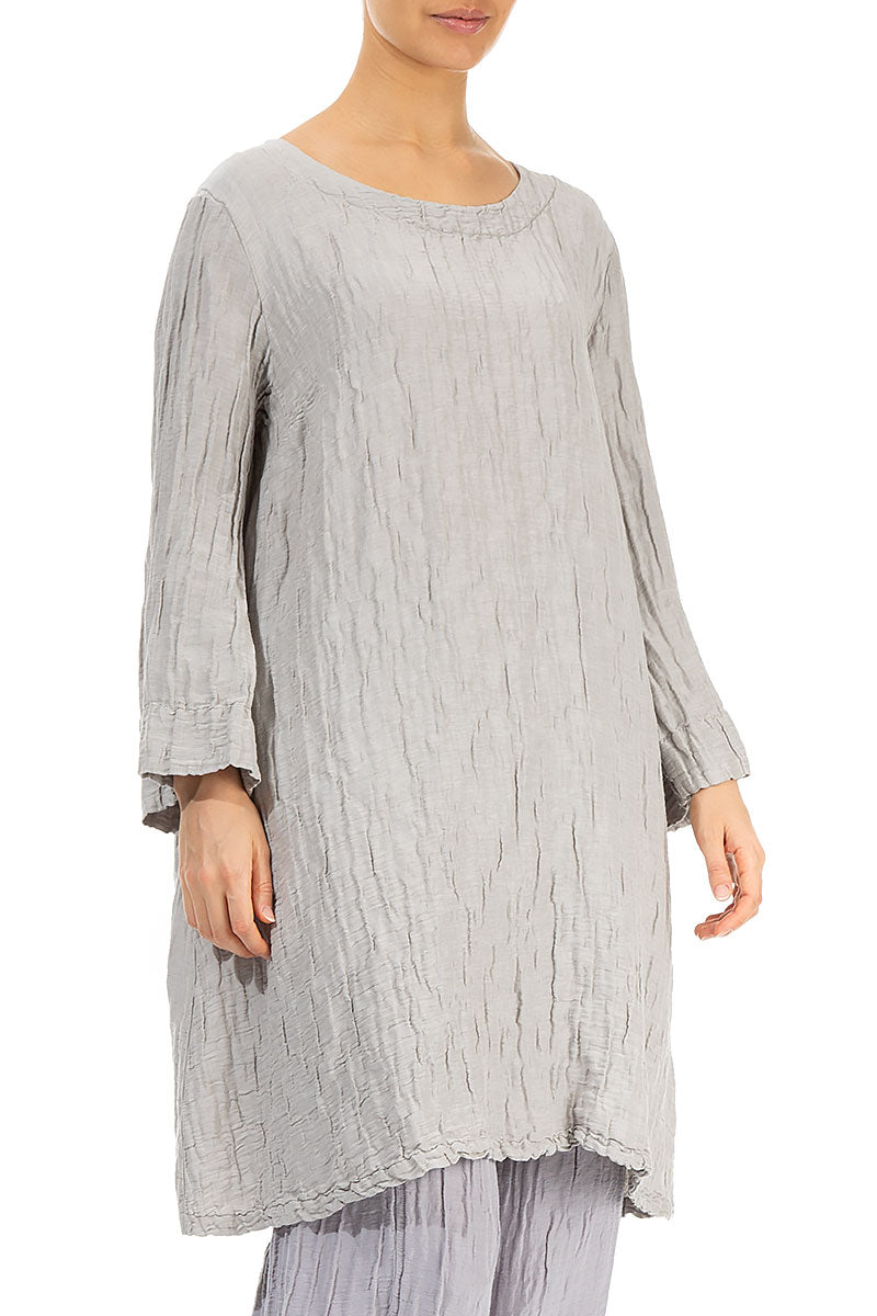Loose Crinkled Cream Grey Silk Tunic 3