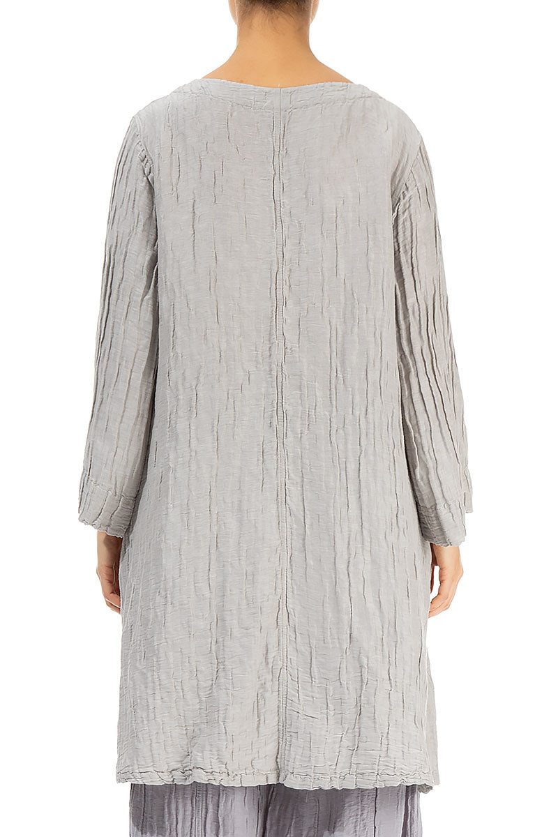Loose Crinkled Cream Grey Silk Tunic 2