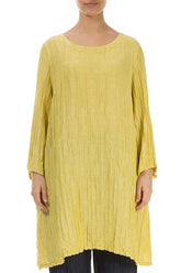 Loose Crinkled Cyber Lime Silk Tunic 1