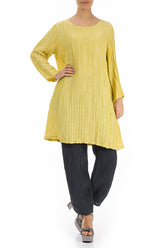 Loose Crinkled Cyber Lime Silk Tunic 4