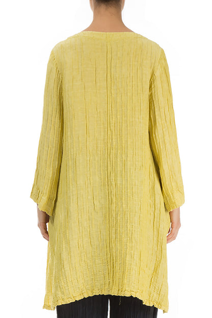 Loose Crinkled Cyber Lime Silk Tunic 2