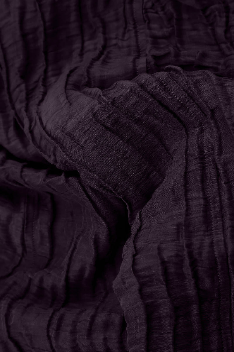 Loose Crinkled Deep Plum Silk Linen Shirt