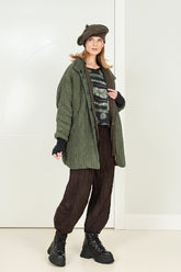 Loose Crinkled Forest Mist Silk Linen Coat 6