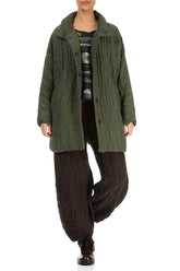 Loose Crinkled Forest Mist Silk Linen Coat 4