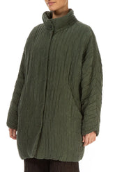 Loose Crinkled Forest Mist Silk Linen Coat 3
