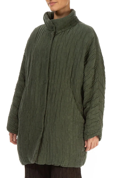 Loose Crinkled Forest Mist Silk Linen Coat 3