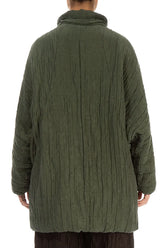 Loose Crinkled Forest Mist Silk Linen Coat 2