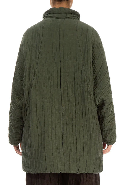 Loose Crinkled Forest Mist Silk Linen Coat 2