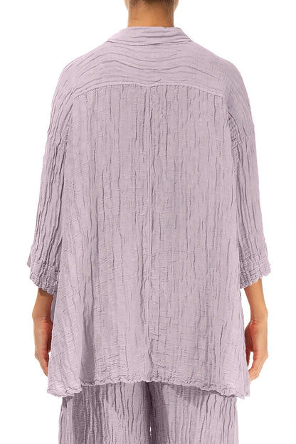 Loose Crinkled Lilac Silk Linen Shirt 2