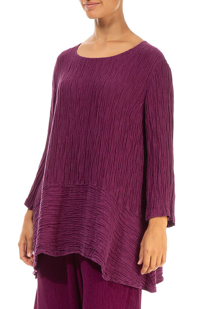 Loose Crinkled Magenta Silk Tunic