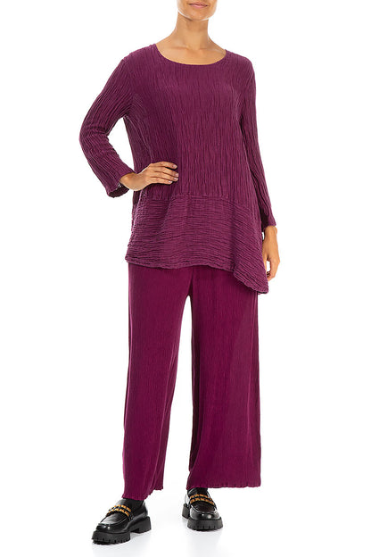 Loose Crinkled Magenta Silk Tunic