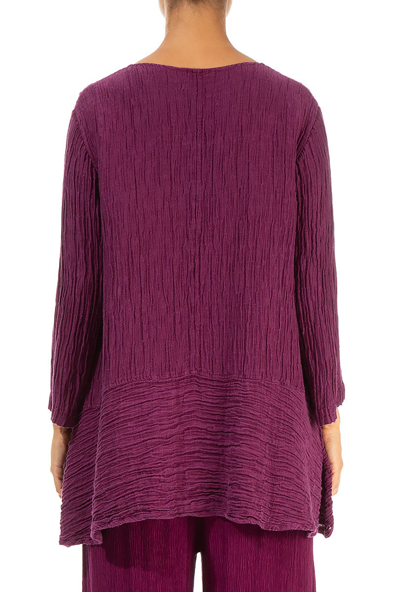 Loose Crinkled Magenta Silk Tunic