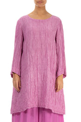 Loose Crinkled Wild Berry Silk Tunic 1