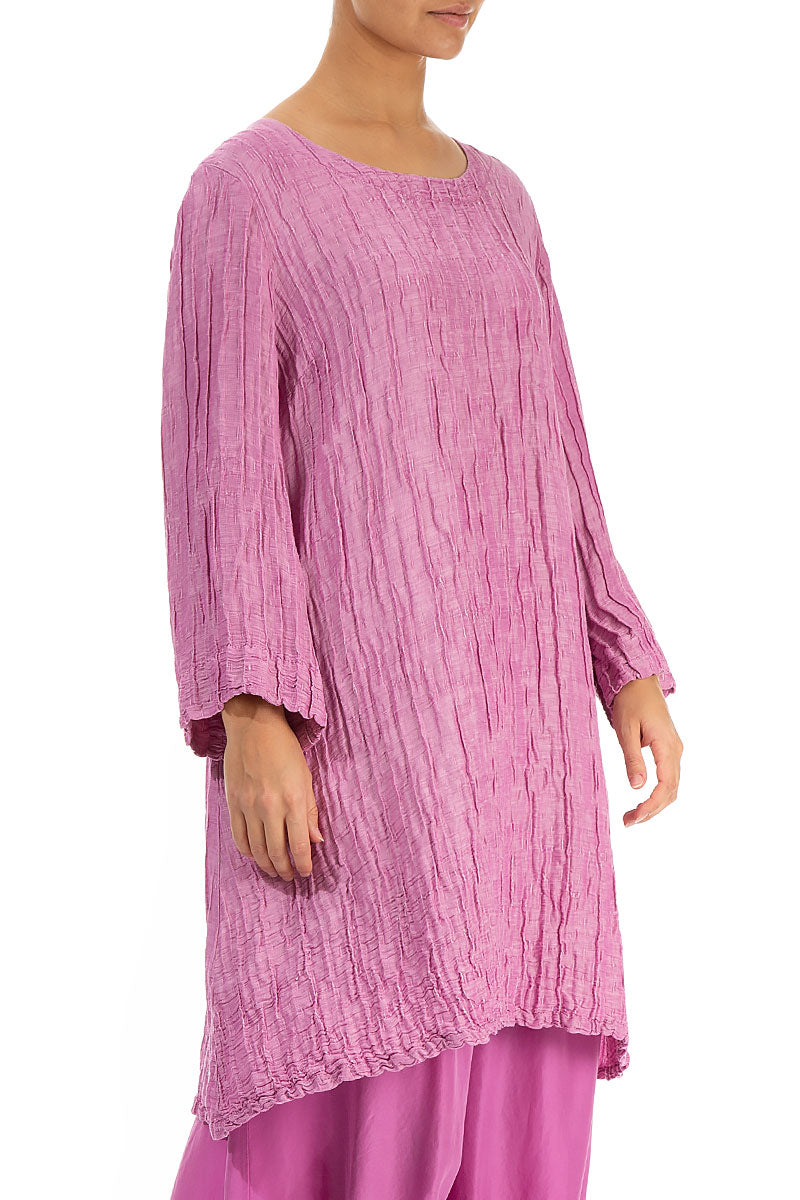 Loose Crinkled Wild Berry Silk Tunic 3