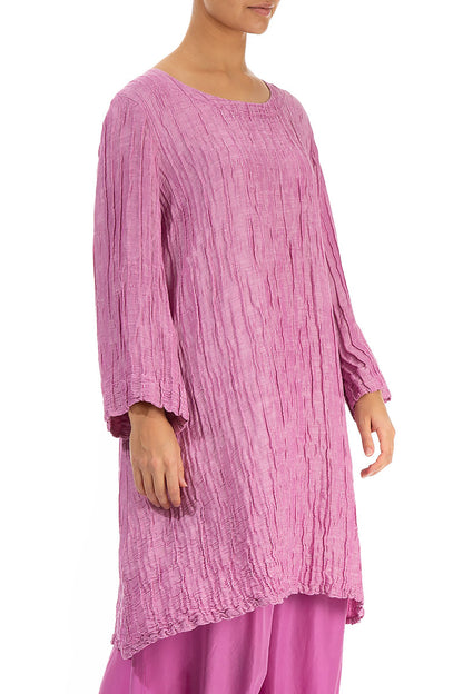 Loose Crinkled Wild Berry Silk Tunic 3