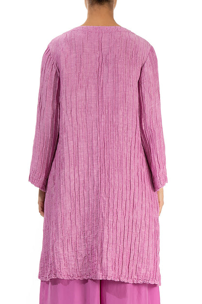 Loose Crinkled Wild Berry Silk Tunic 2