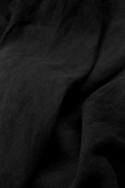 Loose Cropped Black Linen Trousers