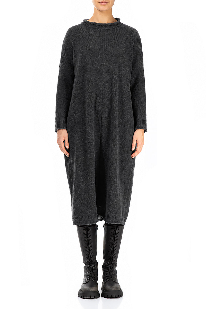 Loose Dark Grey Wool Dress 1