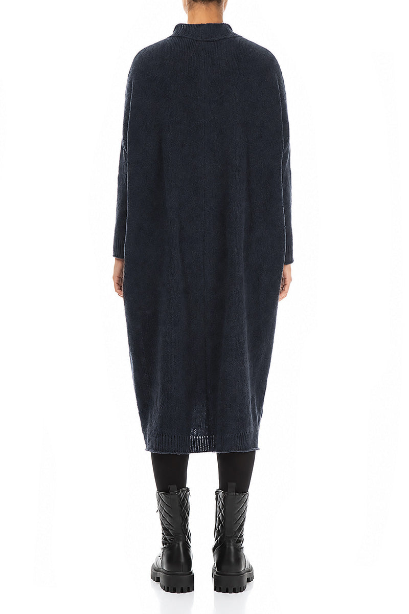 Loose Dark Navy Wool Dress 2