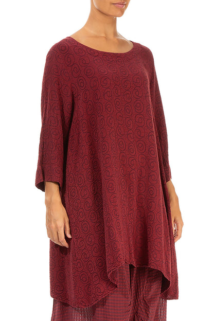 Loose Dark Red Silk Cotton Tunic