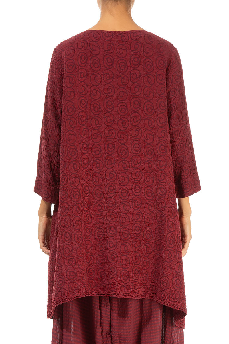 Loose Dark Red Silk Cotton Tunic