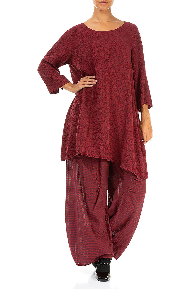 Loose Dark Red Silk Cotton Tunic