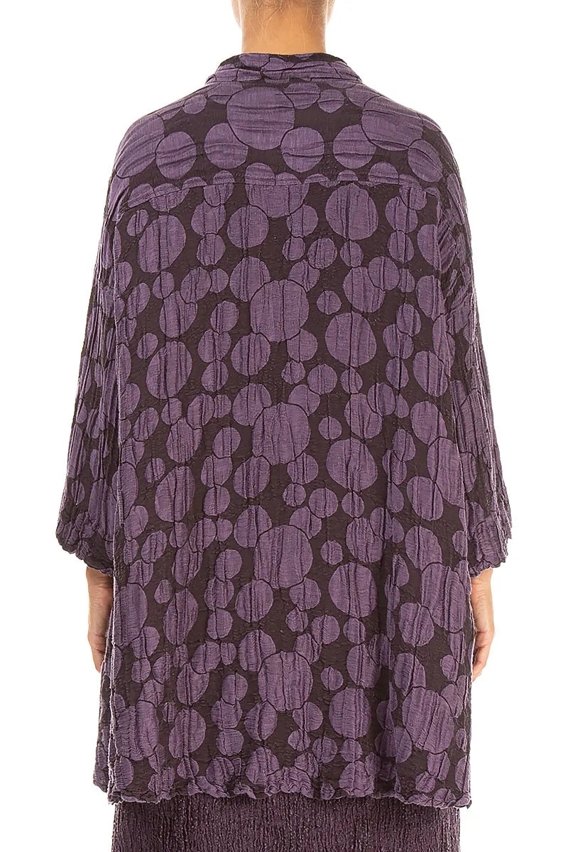 Loose Deep Plum Circle Silk Linen Shirt 3