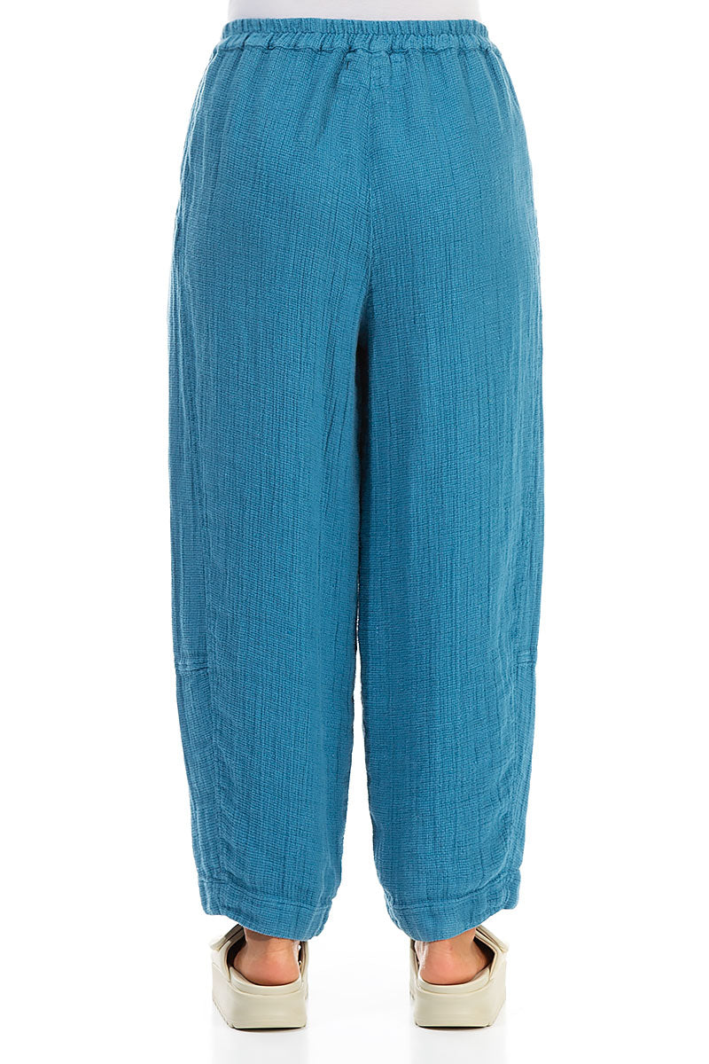 Loose Denim Textured Linen Trousers 2