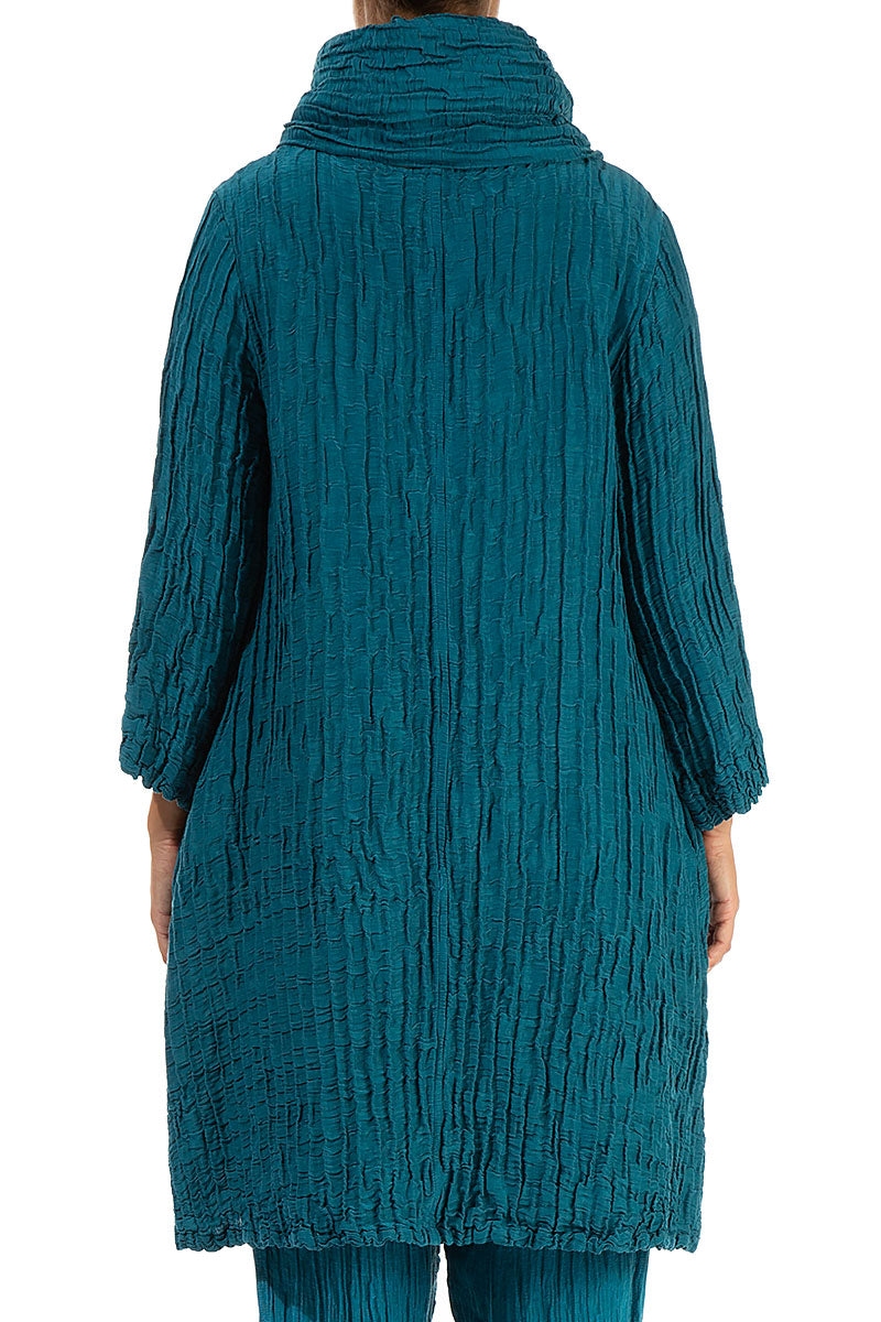 Loose Detachable Collar Crinkled Blue Teal Tunic