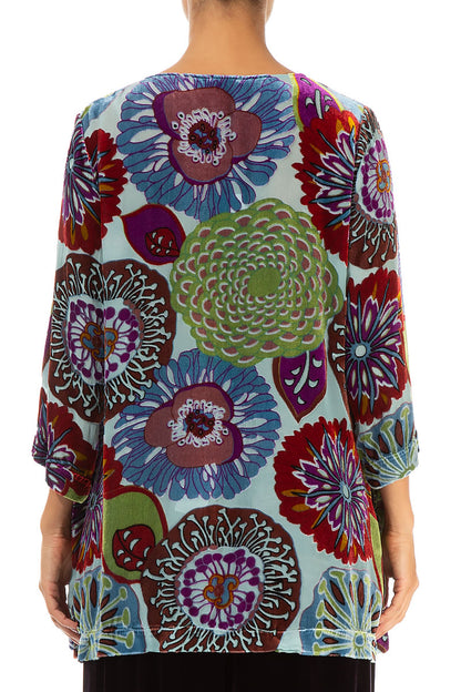 Loose Devoré Flowers Silk Velvet Tunic