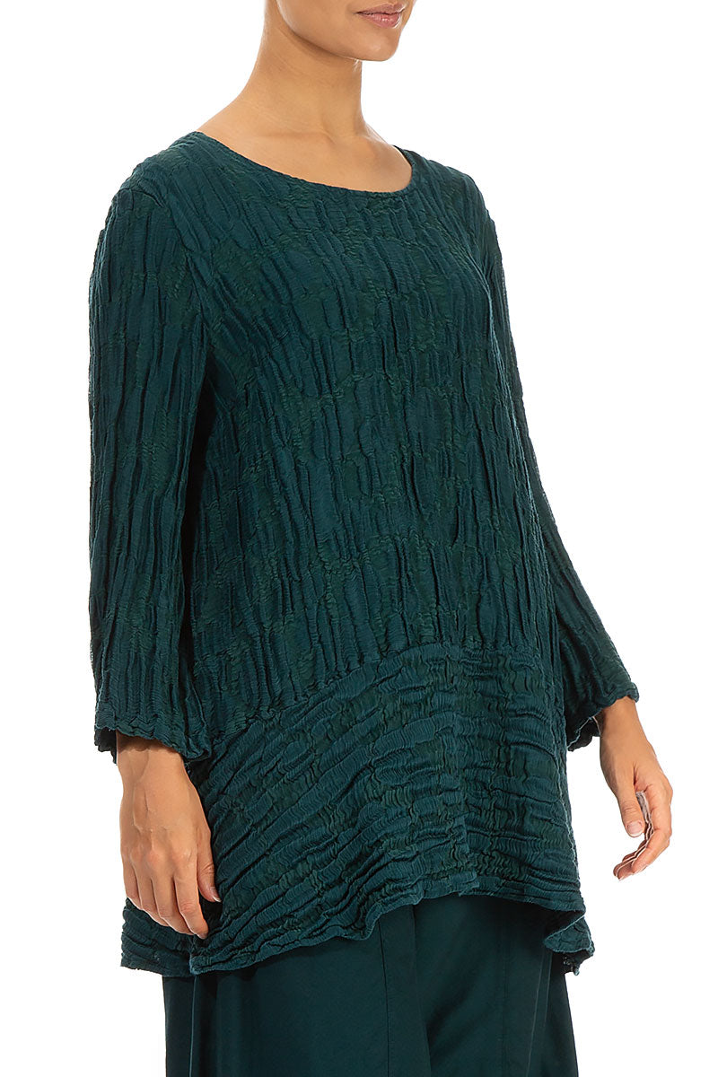 Loose Emerald Circle Silk Linen Tunic