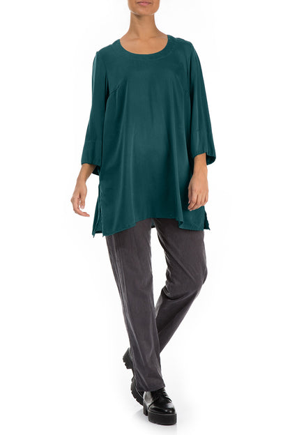 Loose Emerald Silk Tunic