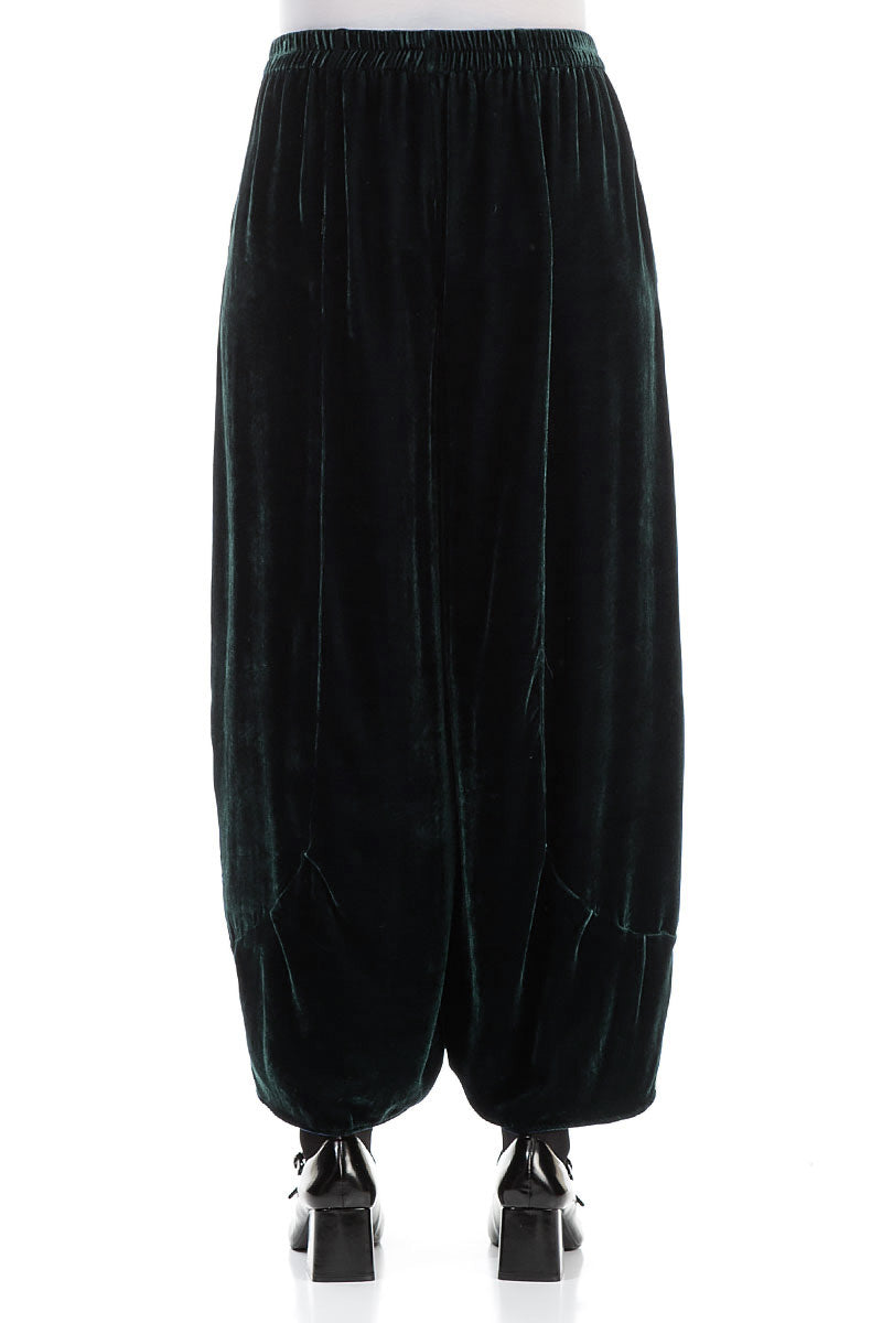 Loose Emerald Silk Velvet Trousers