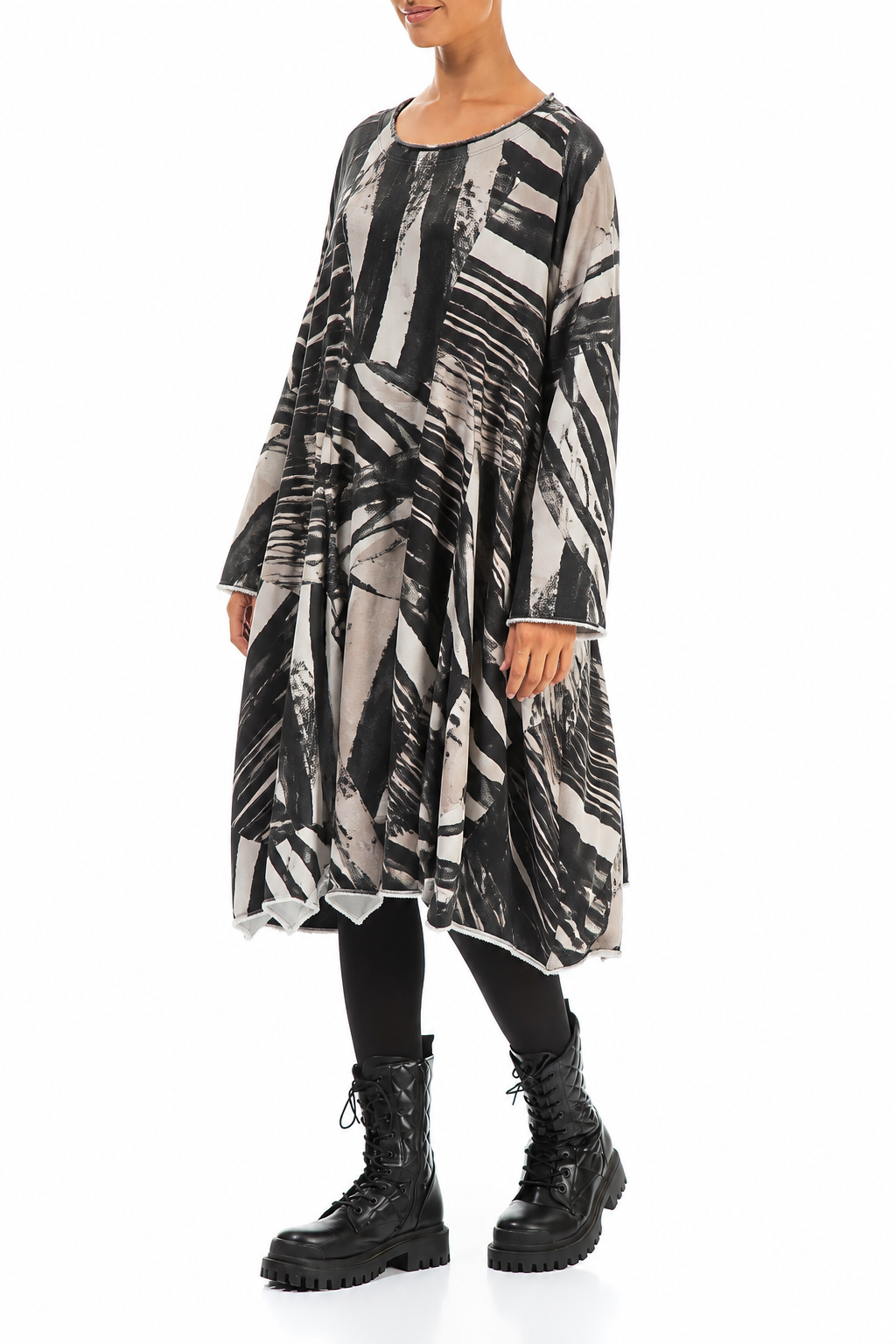 Loose Flared Wild Ink Cotton Dress 3