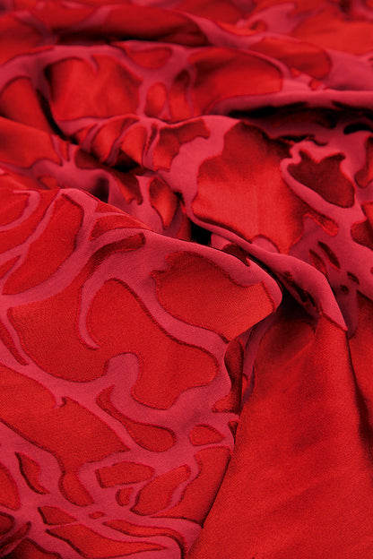 Loose Floral Cherry Red Silk Shirt 5