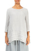 Loose Floral Cream Grey Silk Linen Tunic 1