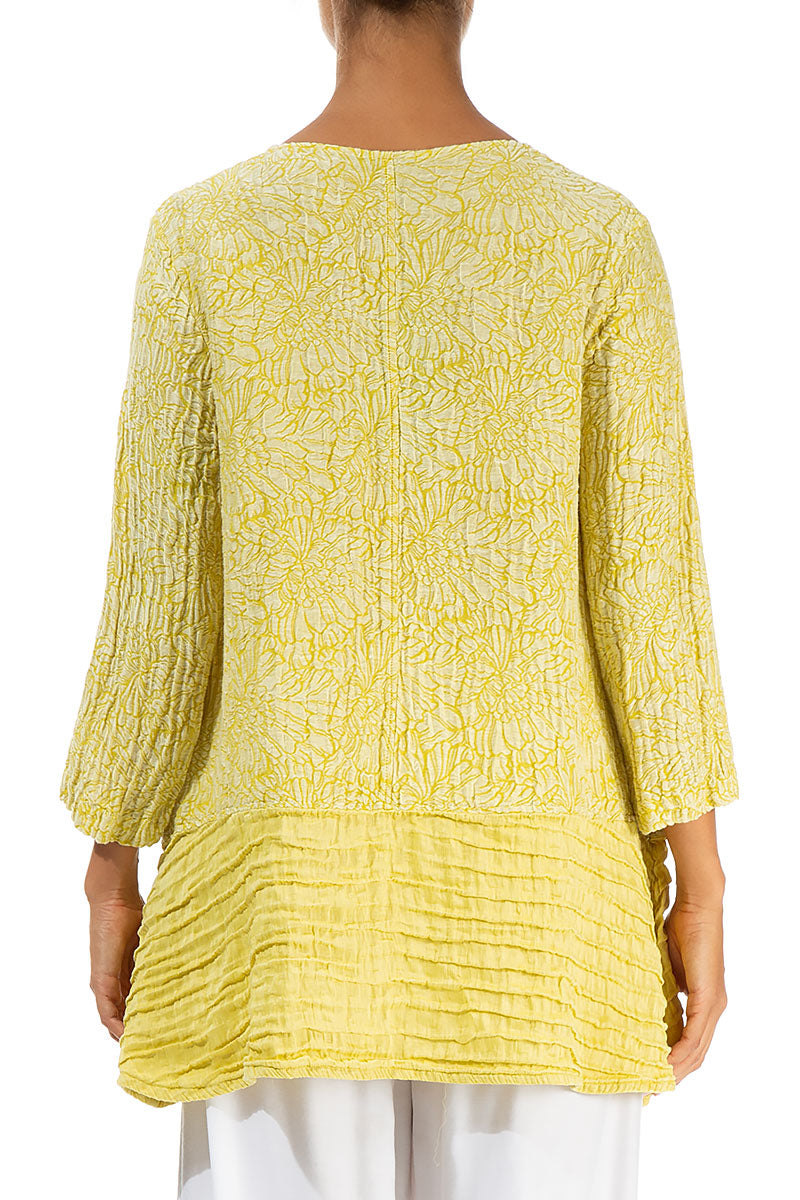 Loose Floral Cyber Lime Silk Linen Tunic 2