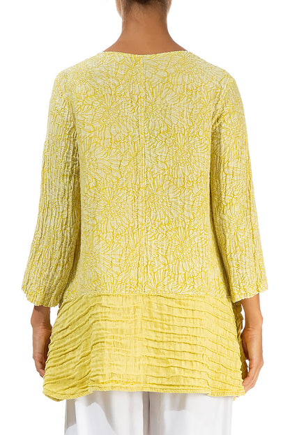 Loose Floral Cyber Lime Silk Linen Tunic 2