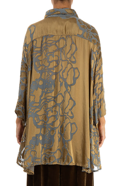 Loose Floral Golden Sage Silk Shirt