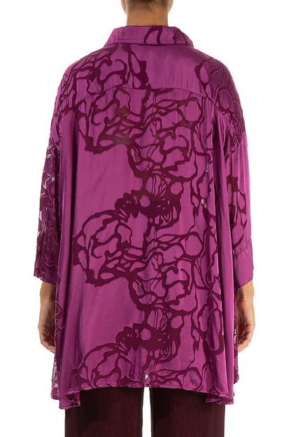 Loose Floral Magenta Silk Shirt