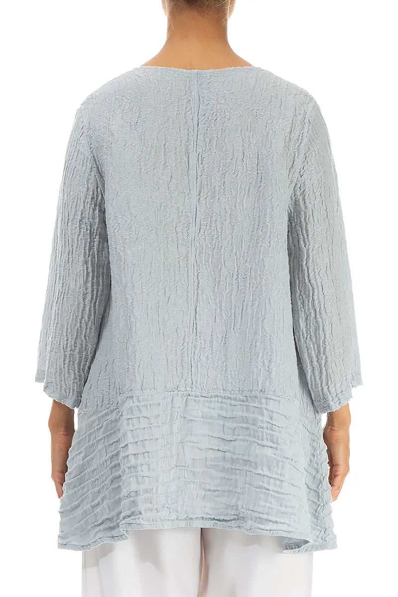 Loose Floral Silver Grey Silk Linen Tunic 2