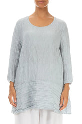 Loose Floral Silver Grey Silk Linen Tunic 1