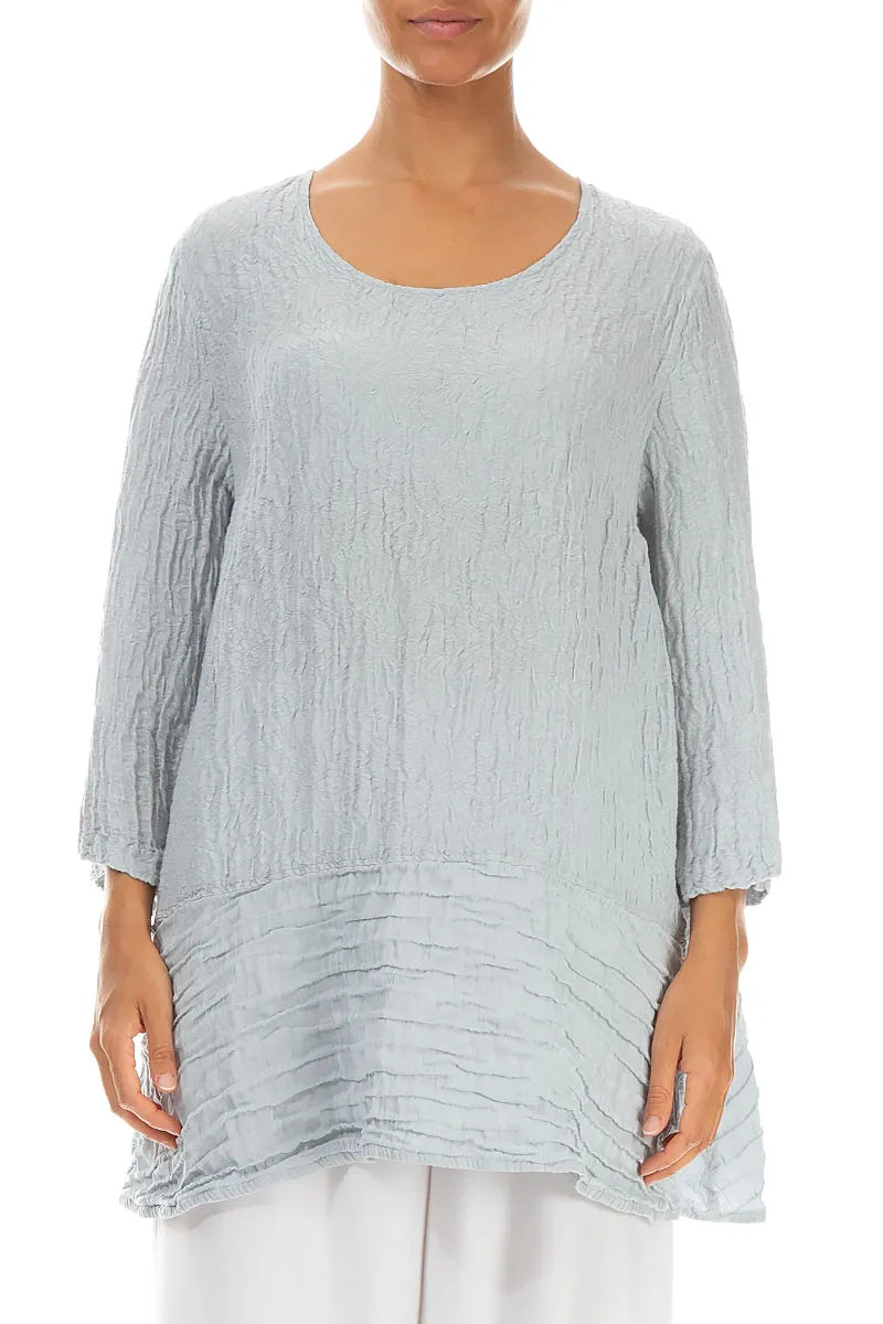 Loose Floral Silver Grey Silk Linen Tunic 1