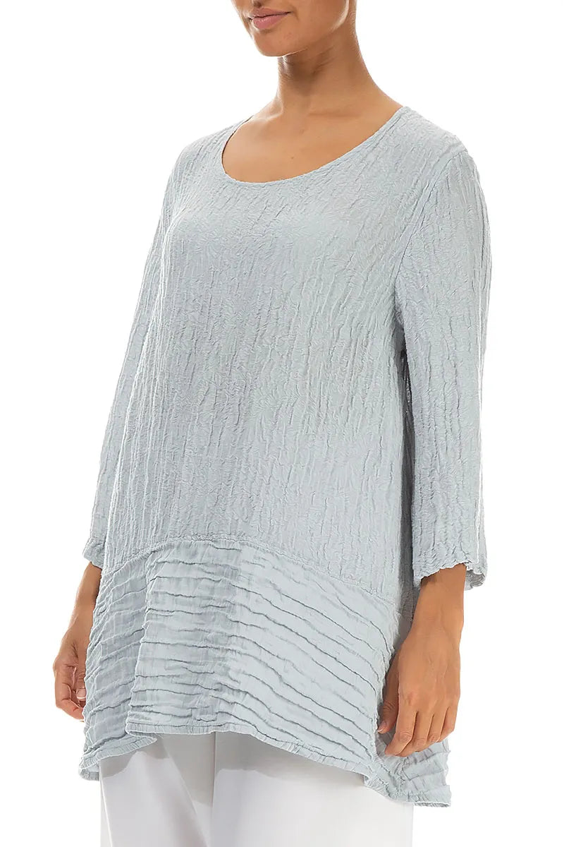 Loose Floral Silver Grey Silk Linen Tunic 3