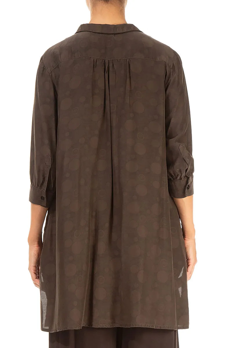 Loose Forest Brown Bubbles Silk Bamboo Shirt 2