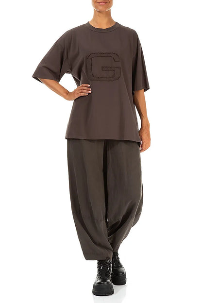 Loose Forest Brown Cotton Blouse 4