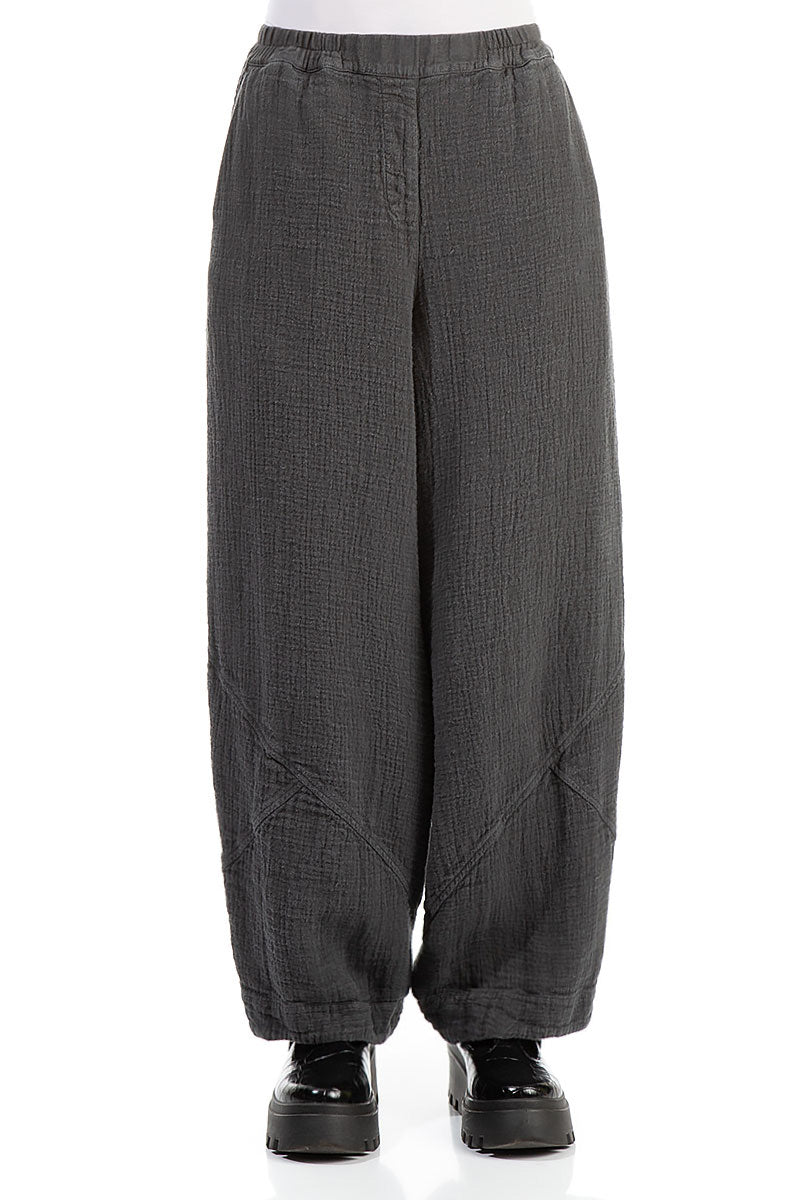 Loose Forest Grey Heavy Linen Trousers